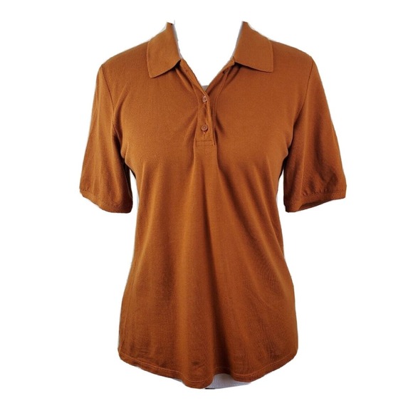 Everlane Small Mustard Polo Short Sleeve Top ORGANIC COTTON Women's Rust - Picture 1 of 10
